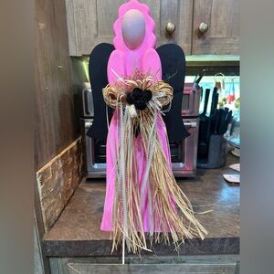 Pink Angel Costume with Black Wings